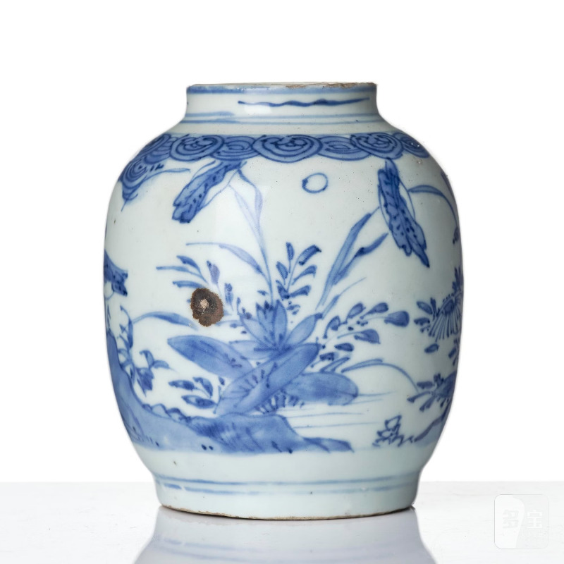 A blue and white 'geese in flight' jar, - 图4